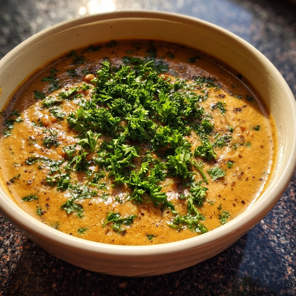 Linsensuppe mit Petersilie
