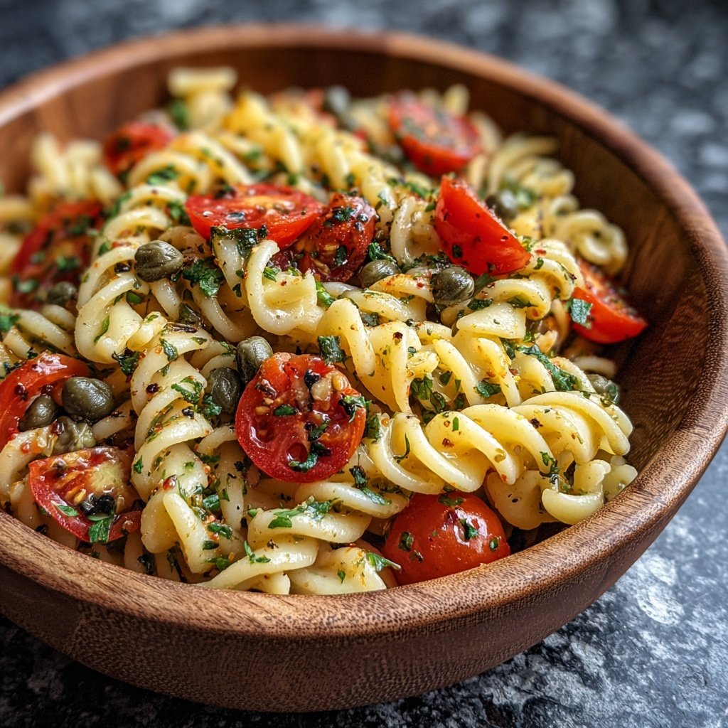 Mediterraner Nudelsalat Mit Kapern Beeren