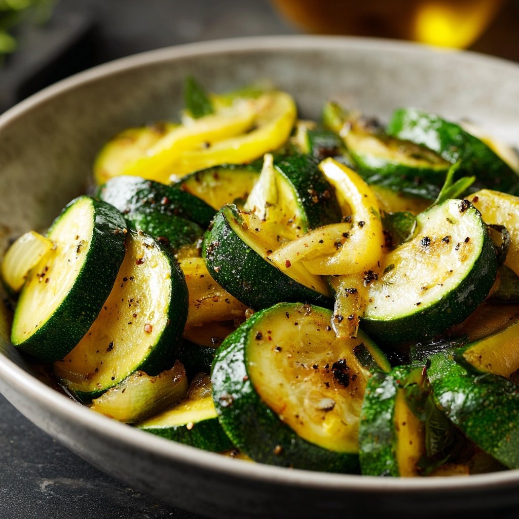 Gemüsepfanne mit Zucchini und Knoblauch