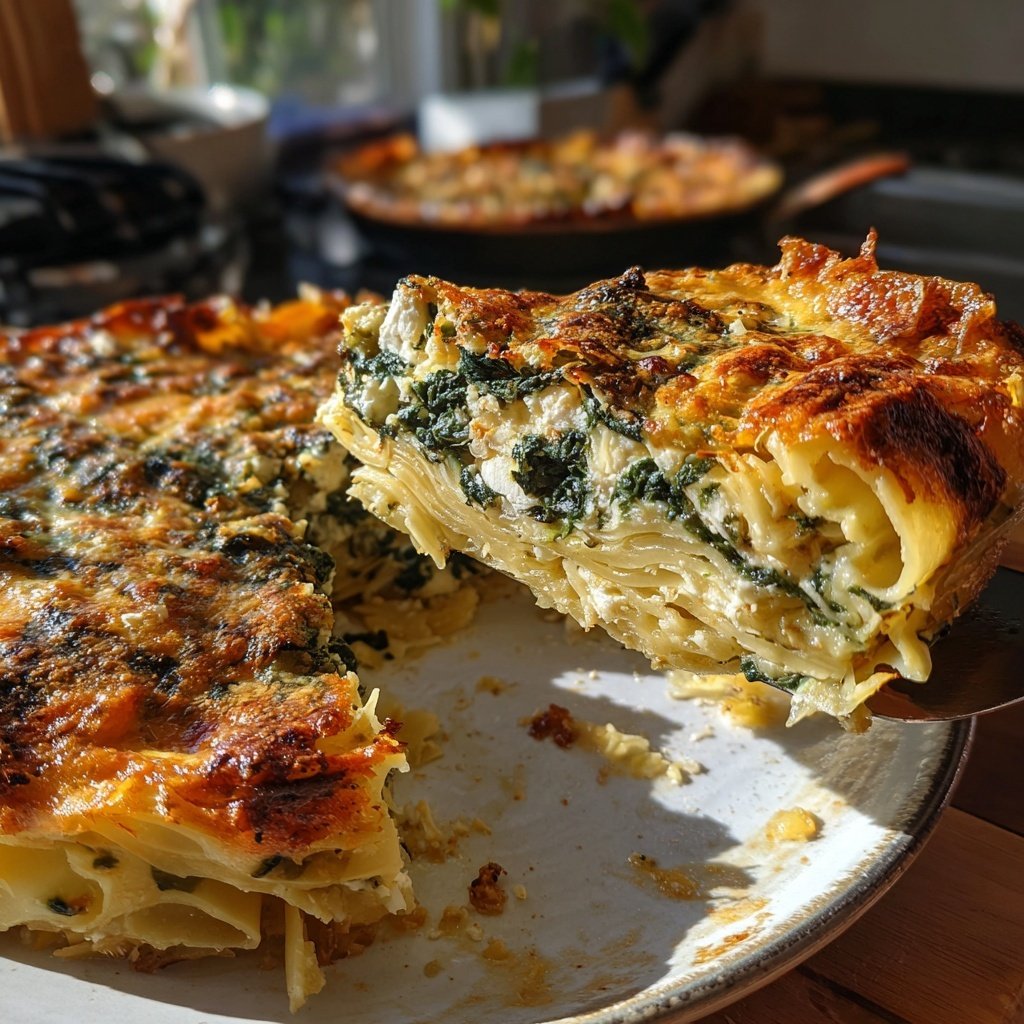Nudelauflauf mit Spinat und Feta