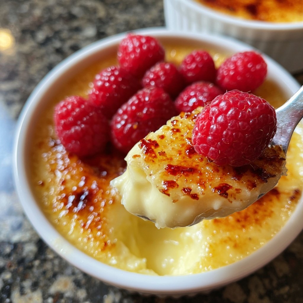 Crème Brûlée mit Himbeeren