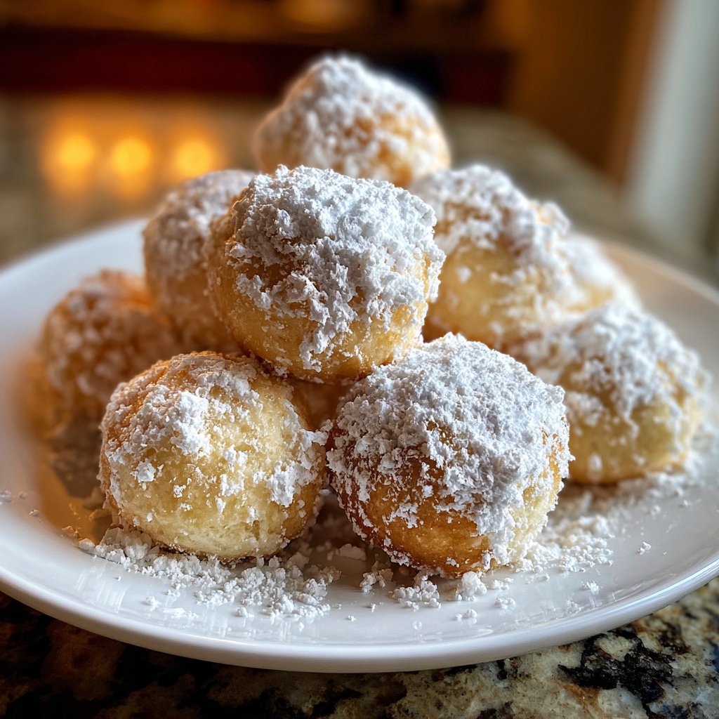 Quarkbällchen mit Puderzucker