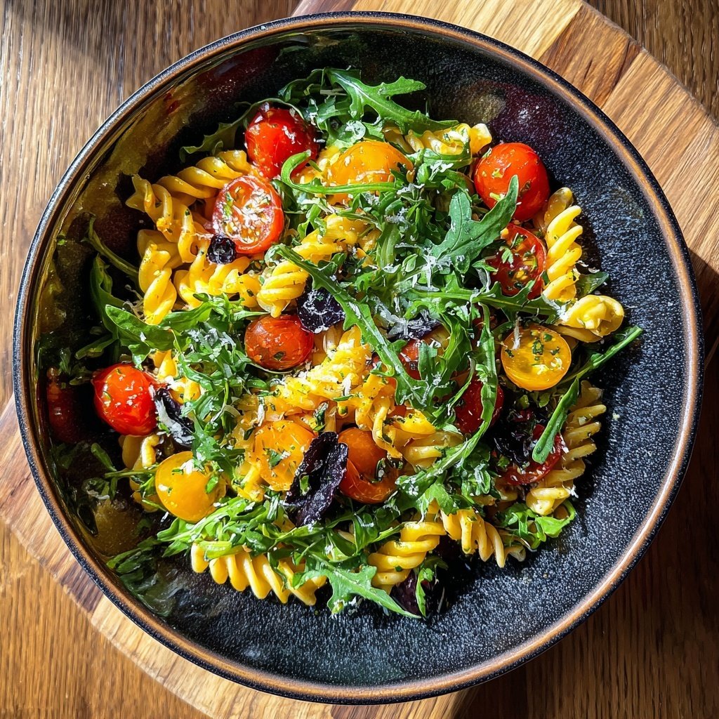 Mediterraner Nudelsalat Mit Rucola