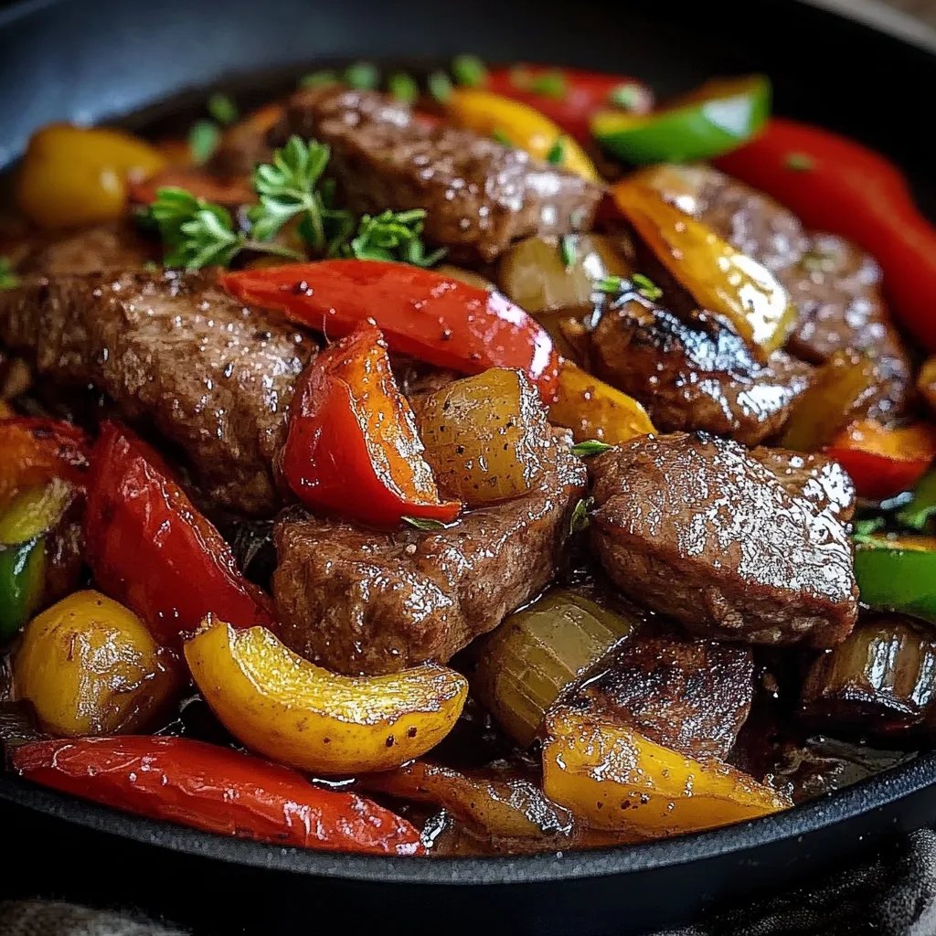 Pepper Steak mit Paprika und Zwiebeln