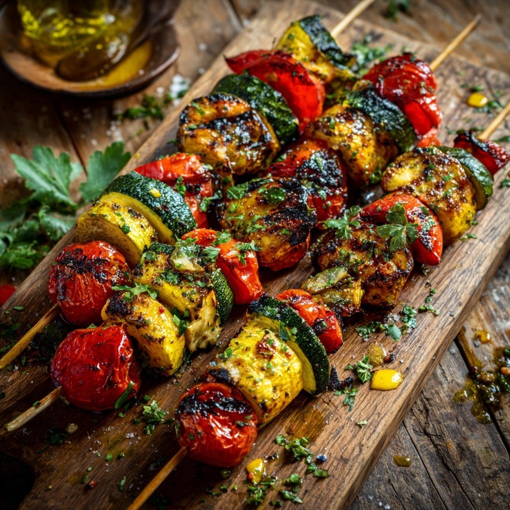 Grillgemüse Spieße Mit Paprika Und Zucchini