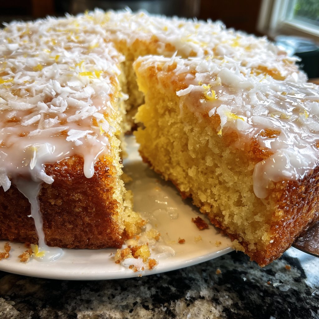 Saftiger Zitronenkuchen mit Kokos