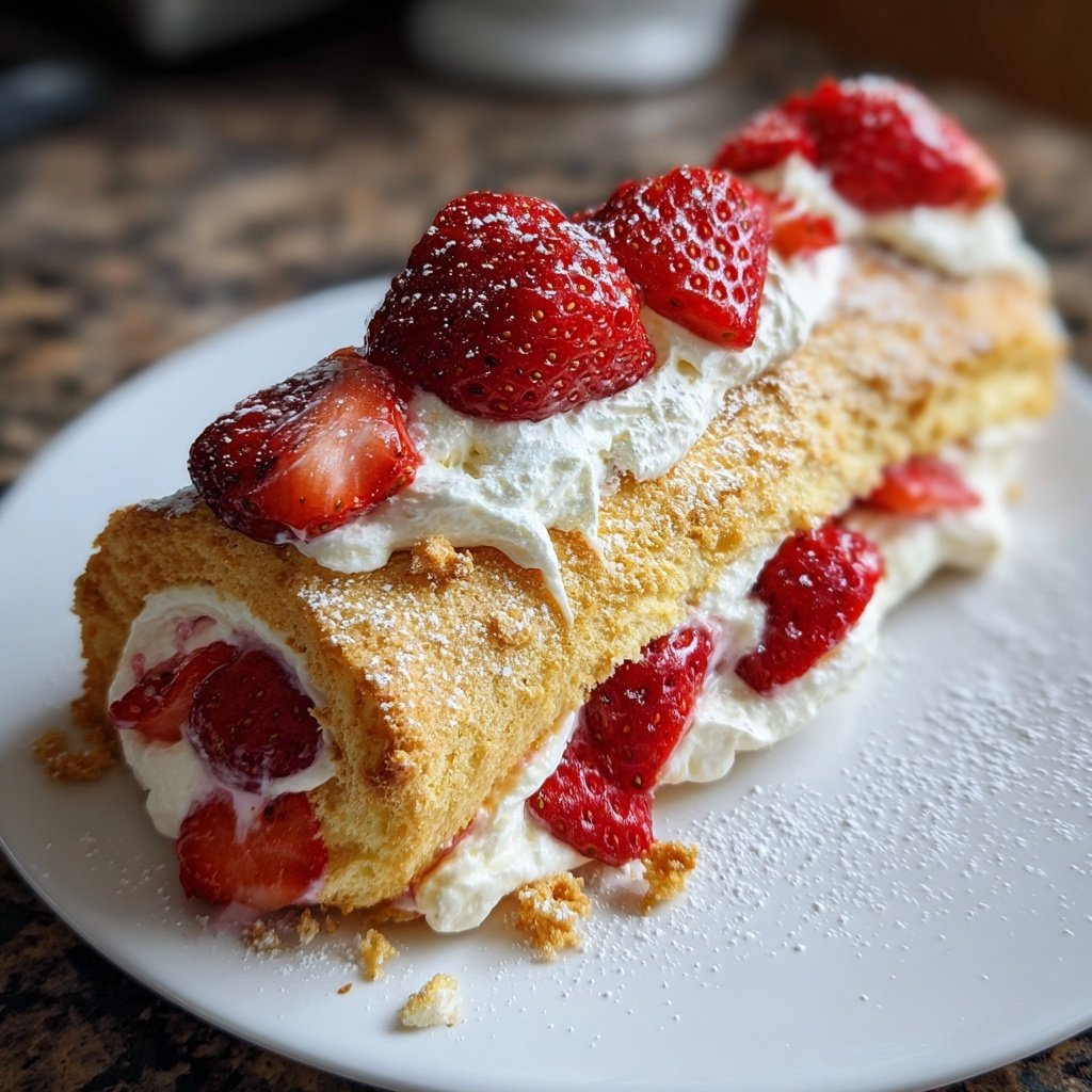 Erdbeer Biskuitrolle