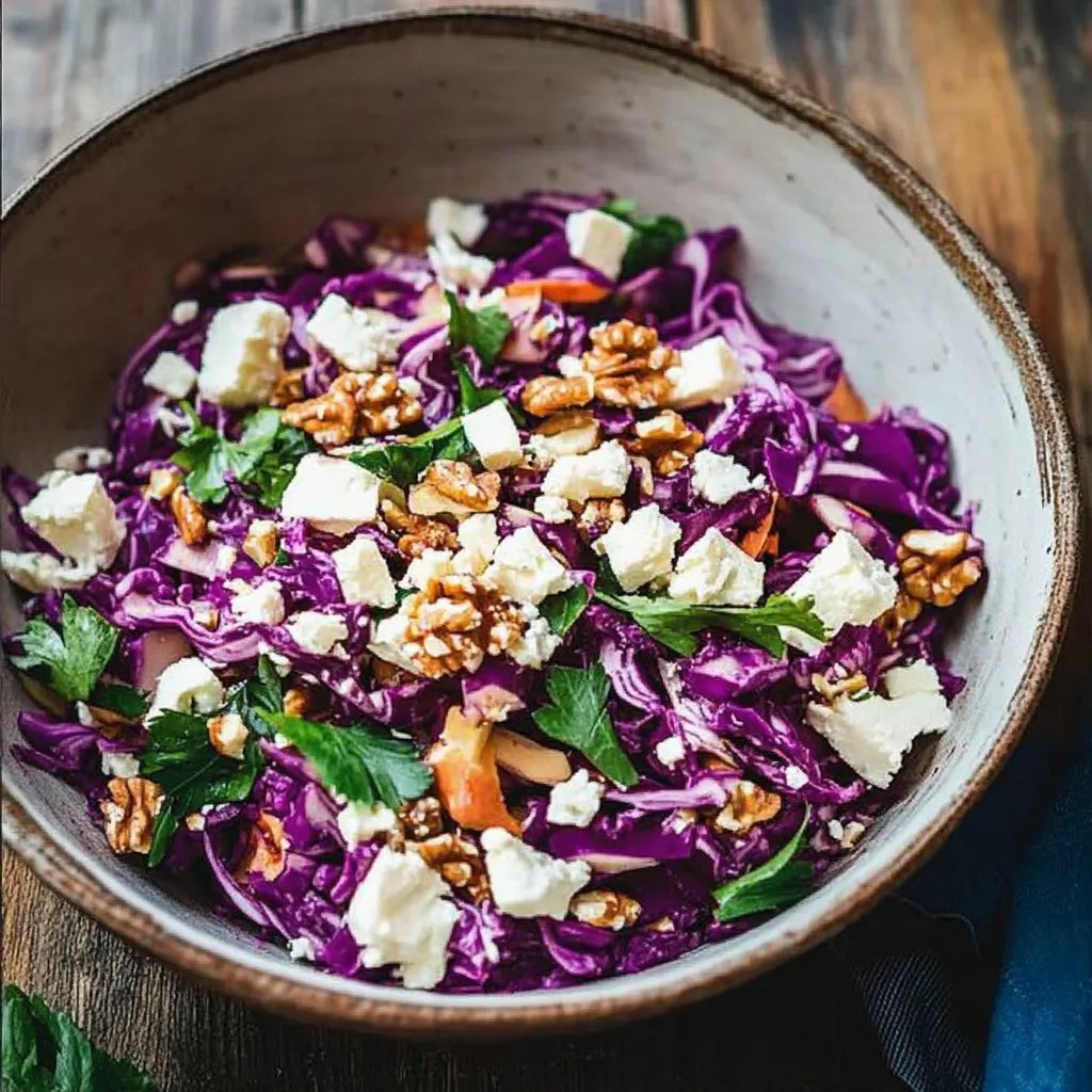 Rotkohl Salat mit Feta und Walnüssen