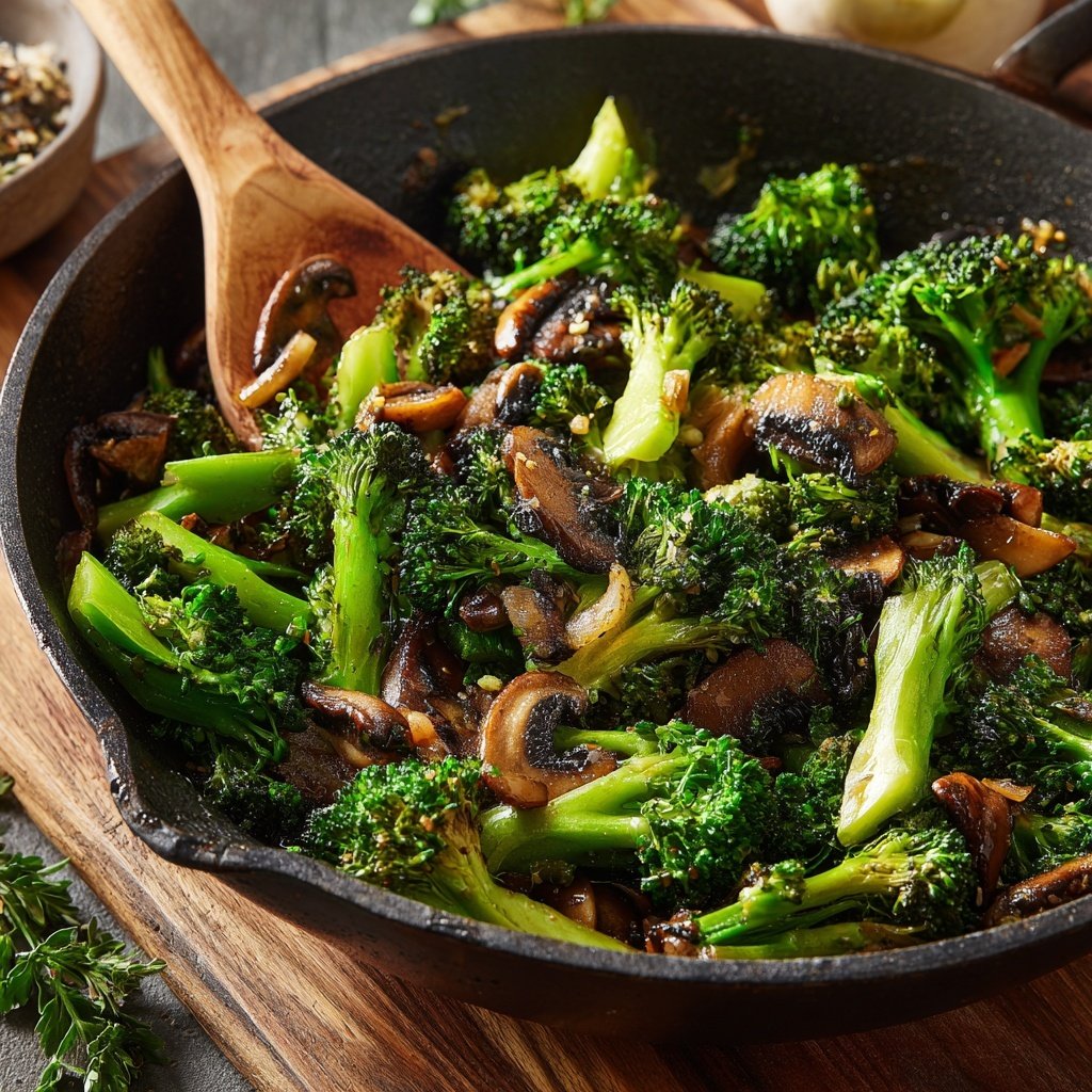 Brokkoli Pfanne Mit Pilzen